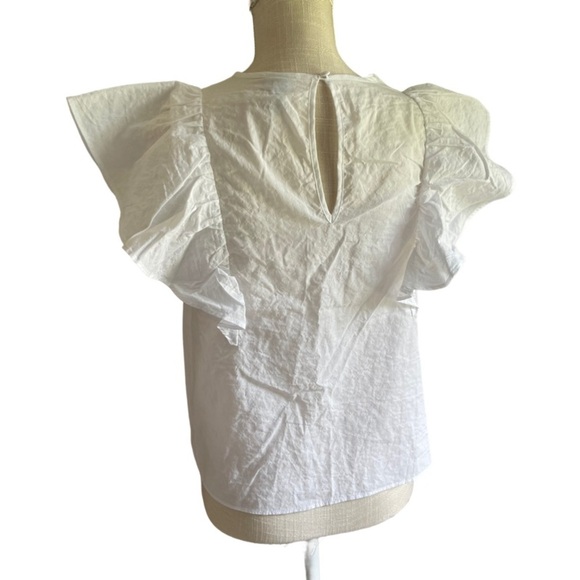 White Ruffle Sleeve Cotton Blouse - Picture 3 of 5